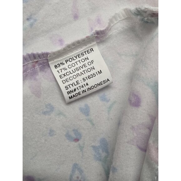 Miss Elaine Size Large Brushed Back Floral Print Nightgown Pintuck Lace Trim - Picture 8 of 9